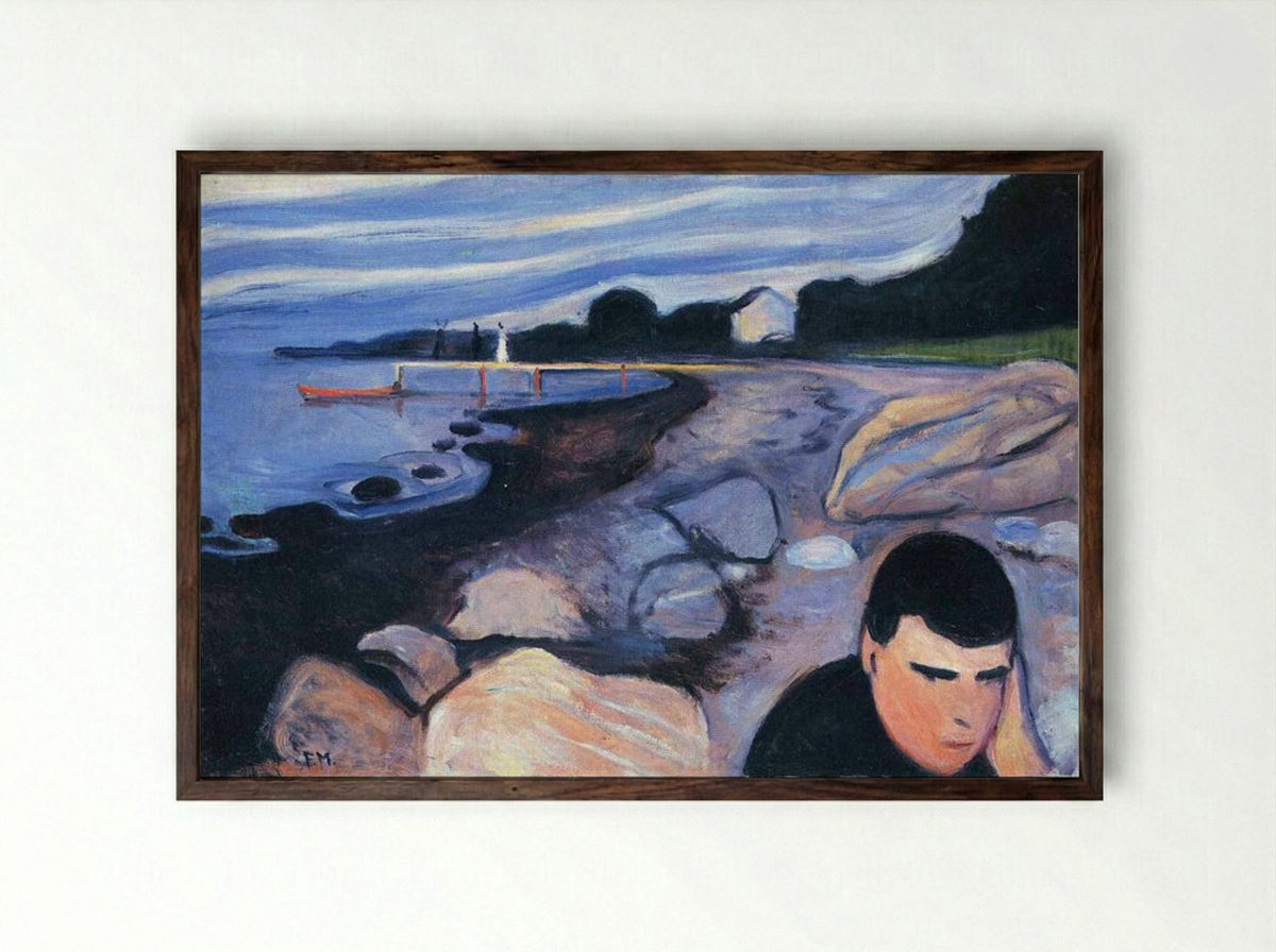 Melancholy - Edvard Munch - Framed Print Dark Wood