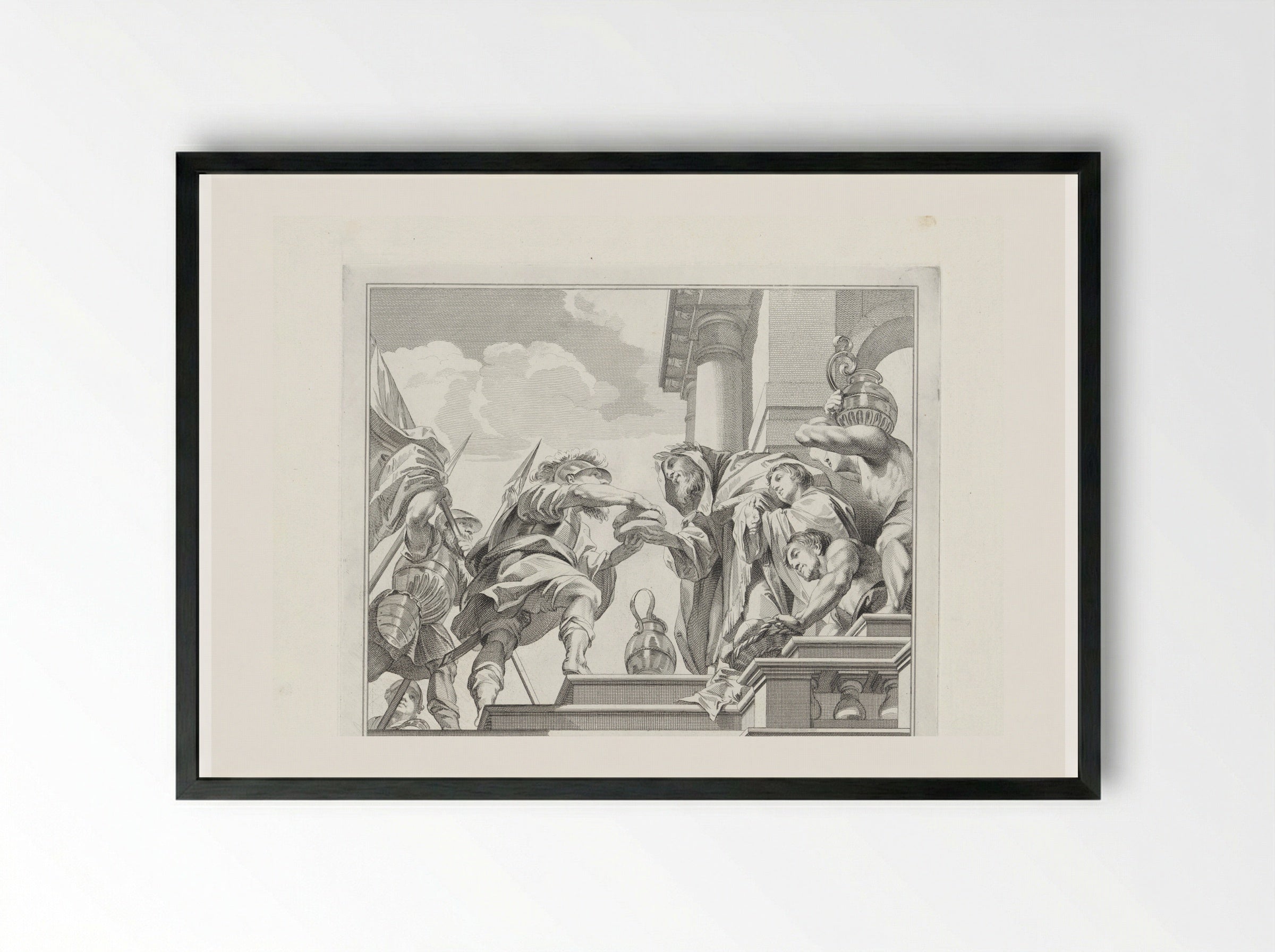 Melchisedek biedt Abraham brood en wijn aan - Jan Punt - Framed Print Black