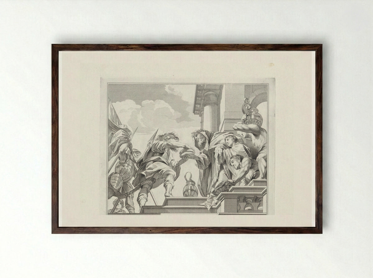 Melchisedek biedt Abraham brood en wijn aan - Jan Punt - Framed Print Dark Wood
