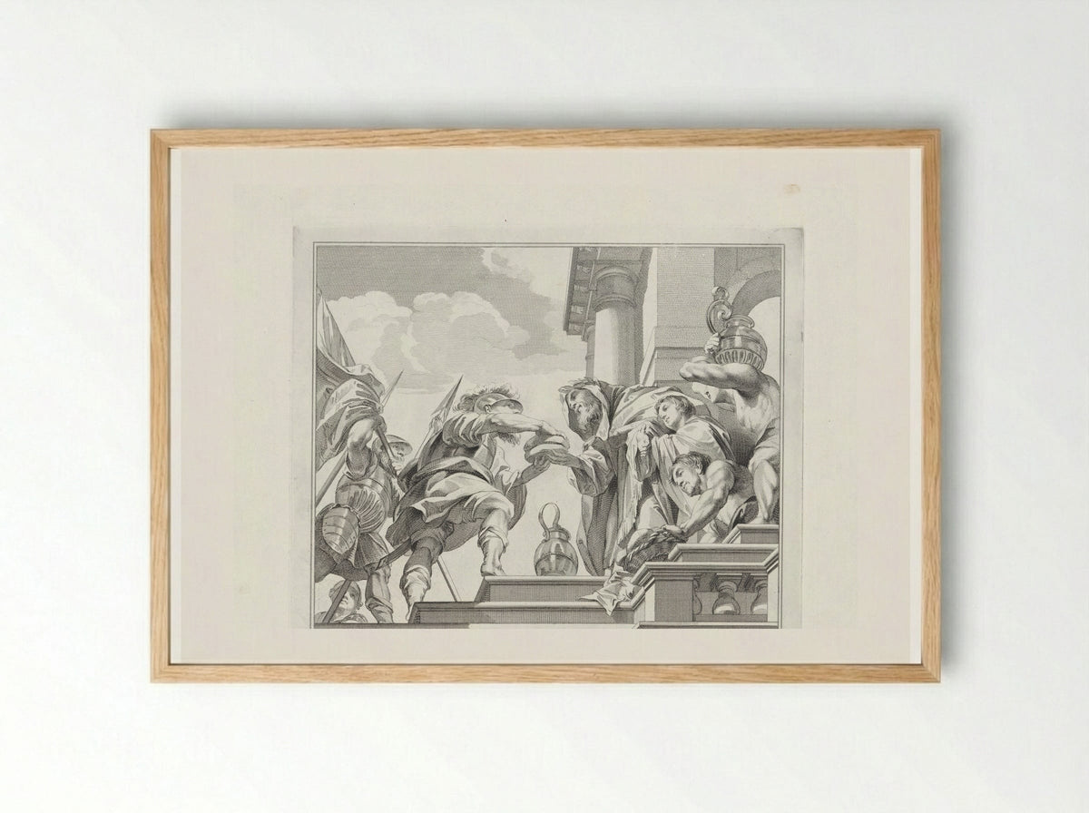 Melchisedek biedt Abraham brood en wijn aan - Jan Punt - Framed Print Wood