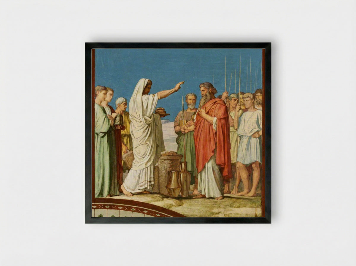 Melchizedek Blessing Abraham - Hippolyte Jean Flandrin - Framed Print Black