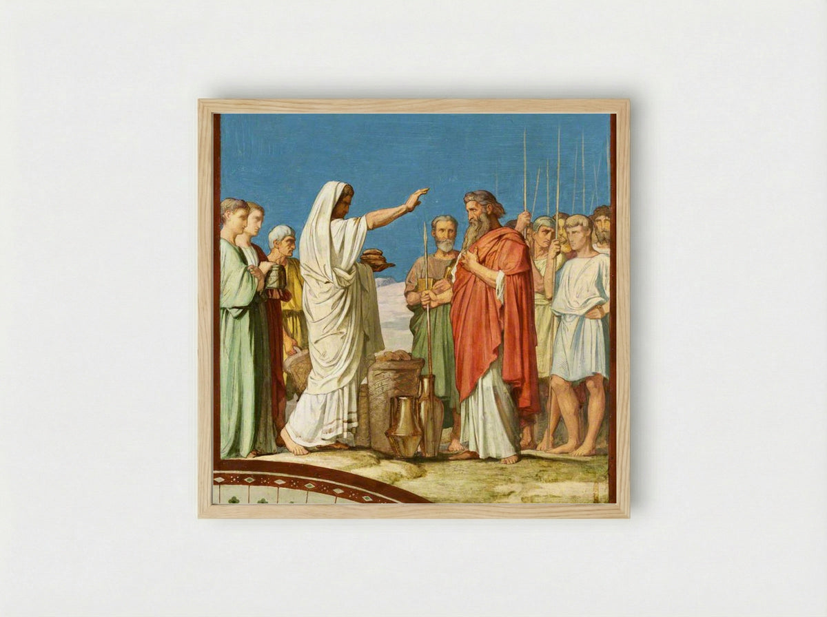 Melchizedek Blessing Abraham - Hippolyte Jean Flandrin - Framed Print Wood