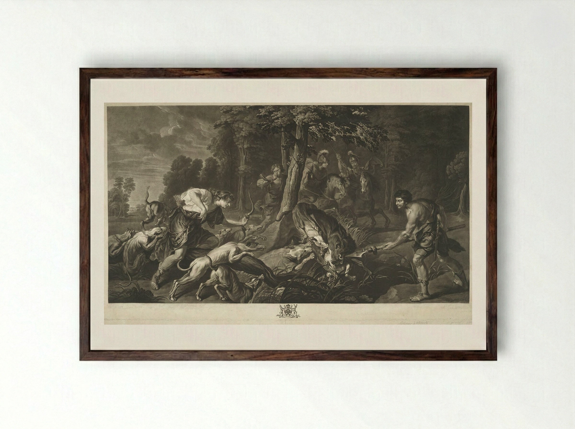 Meleager and Atalanta - Richard Earlom - Framed Print Dark Wood
