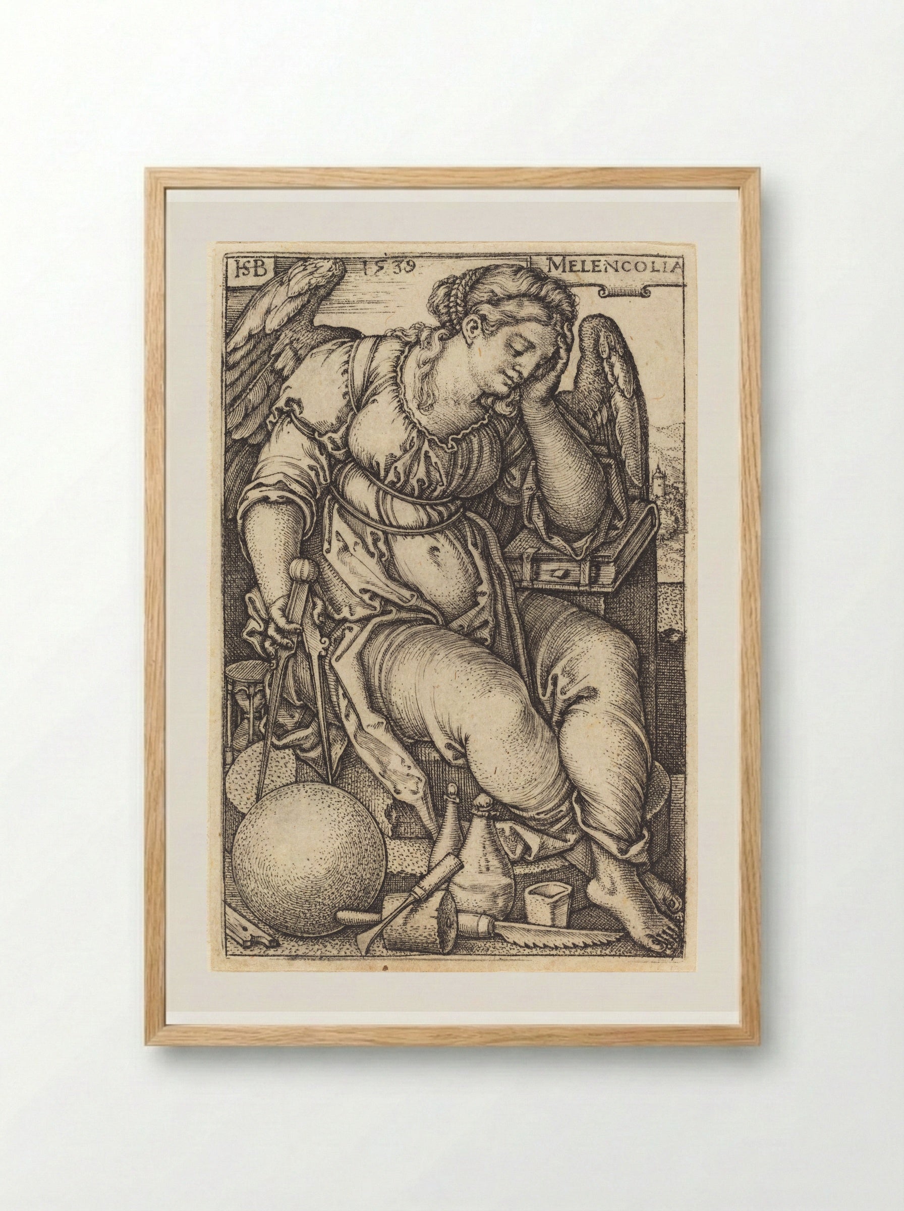 Melencolia - Sebald Beham - Framed Print Wood