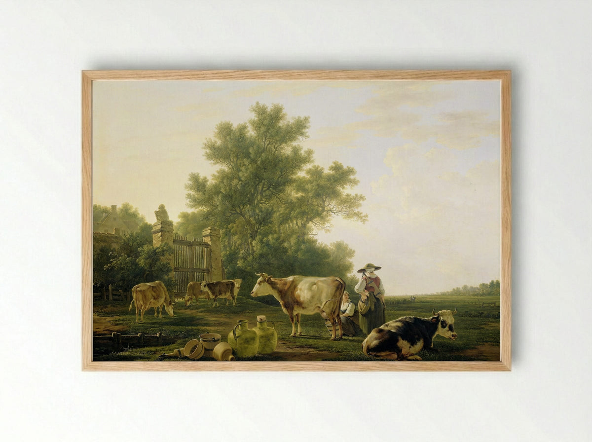 Melktijd (Milking Time) - Jacob van Strij - Framed Print Wood