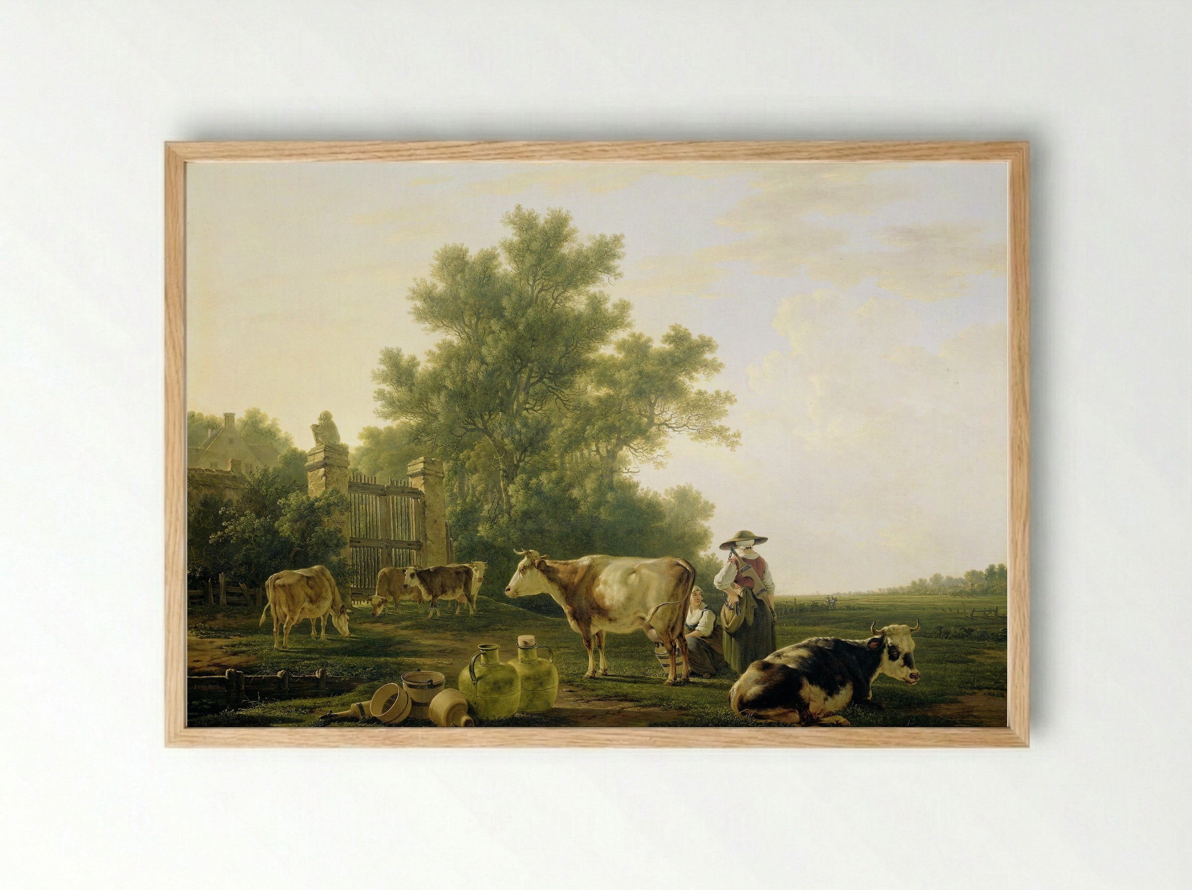Melktijd (Milking Time) - Jacob van Strij - Framed Print Wood