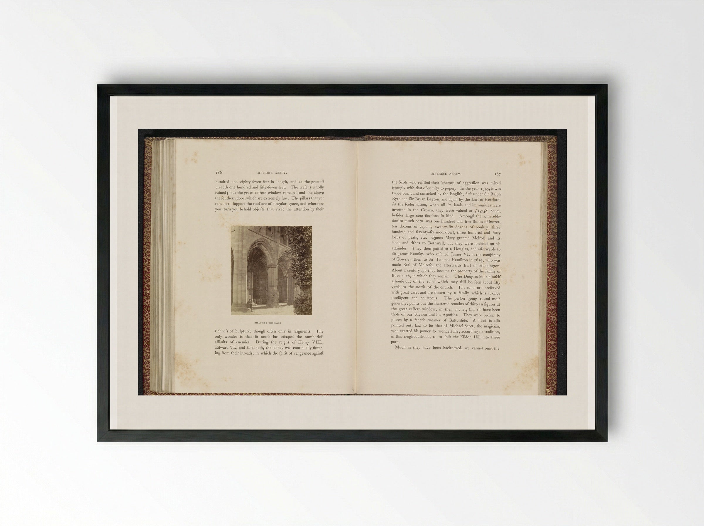 Melrose: The Nave - George Washington Wilson - Framed Print Black