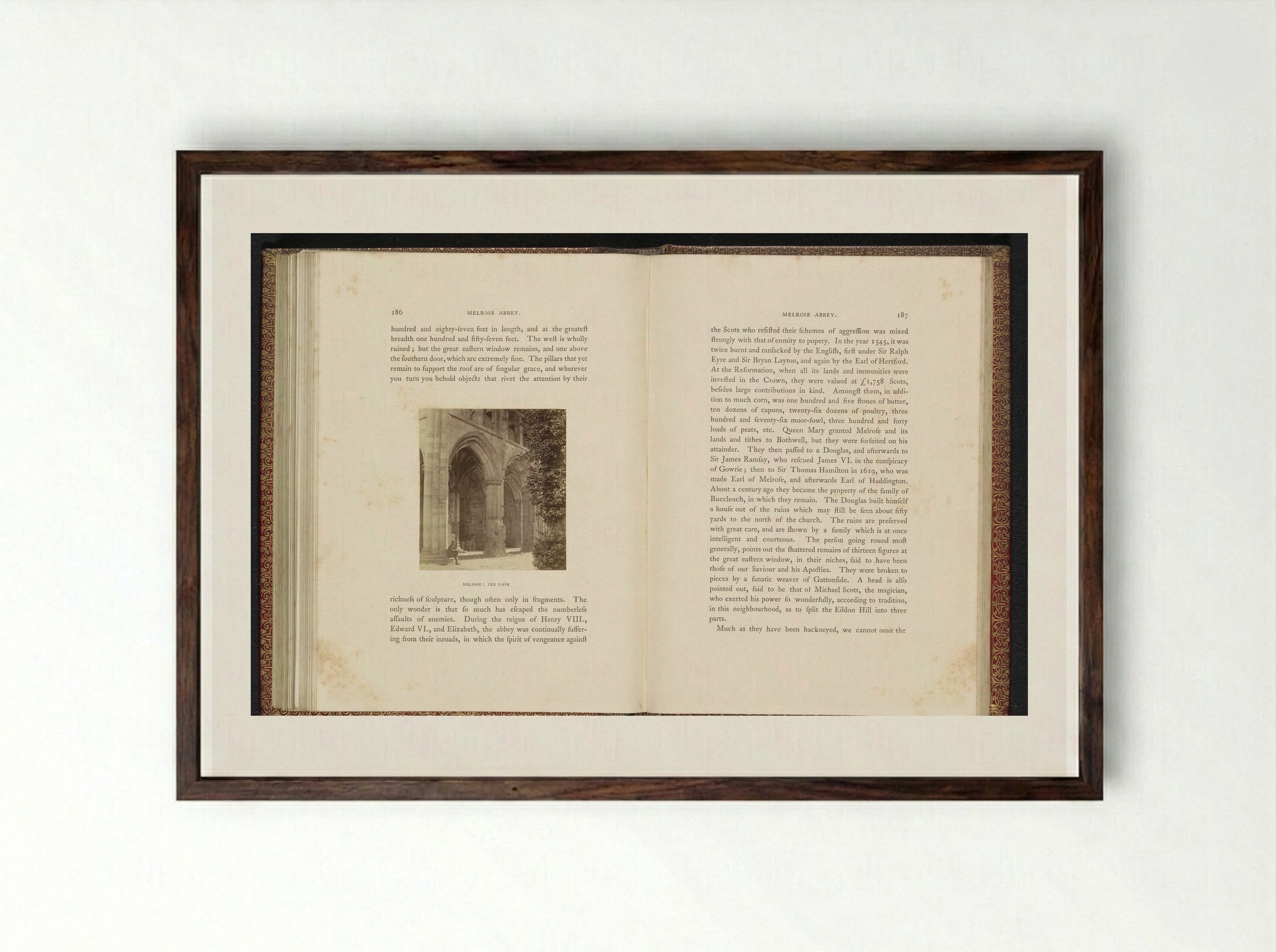 Melrose: The Nave - George Washington Wilson - Framed Print Dark Wood