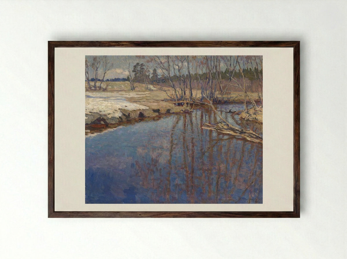 Melted Water - Nikolay Bogdanov-Belsky - Framed Print Dark Wood