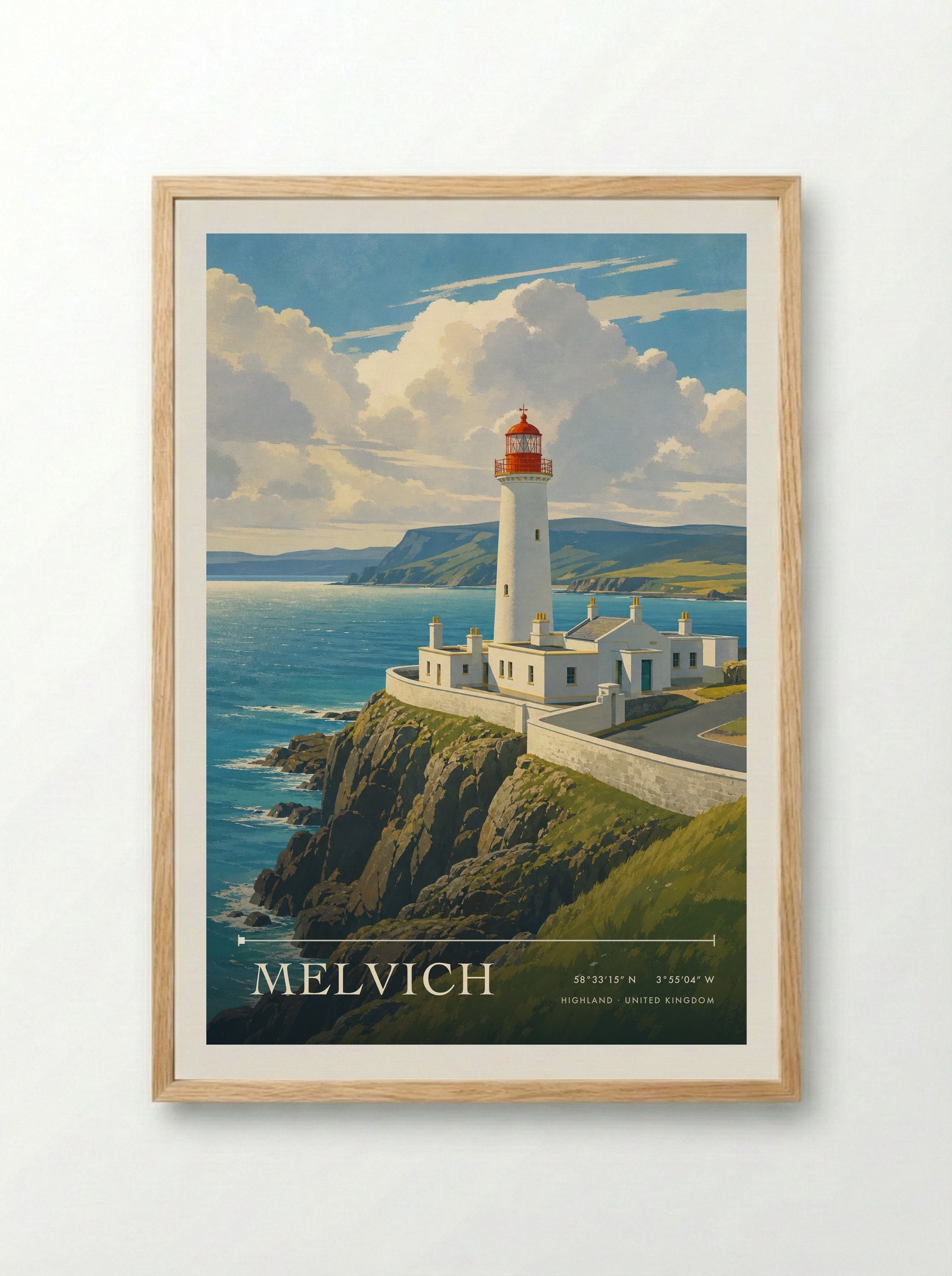 Melvich Highland United Kingdom Travel Poster - Framed Print Wood
