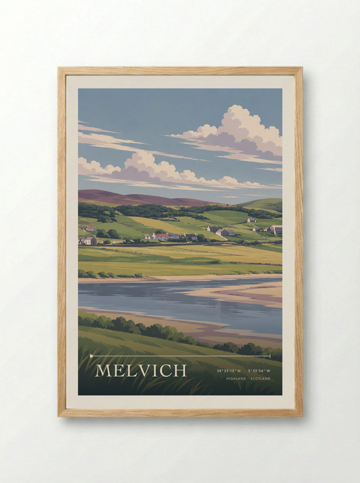 Melvich, Highland | Travel Poster - Framed Print Wood