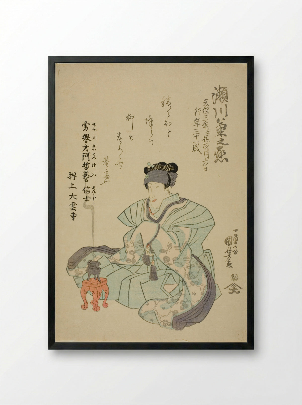 Memorial Portrait of the Actor Segawa Kikunojo V - Utagawa Kuniyoshi - Framed Print Black
