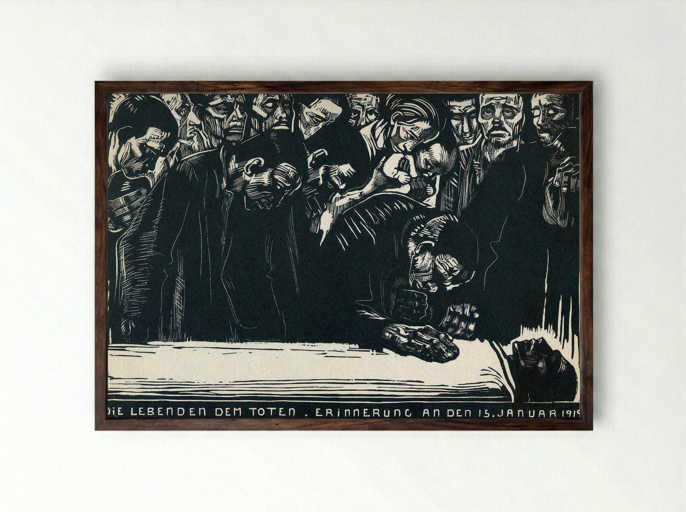 Memorial for Karl Liebknecht - Käthe Kollwitz - Framed Print Dark Wood