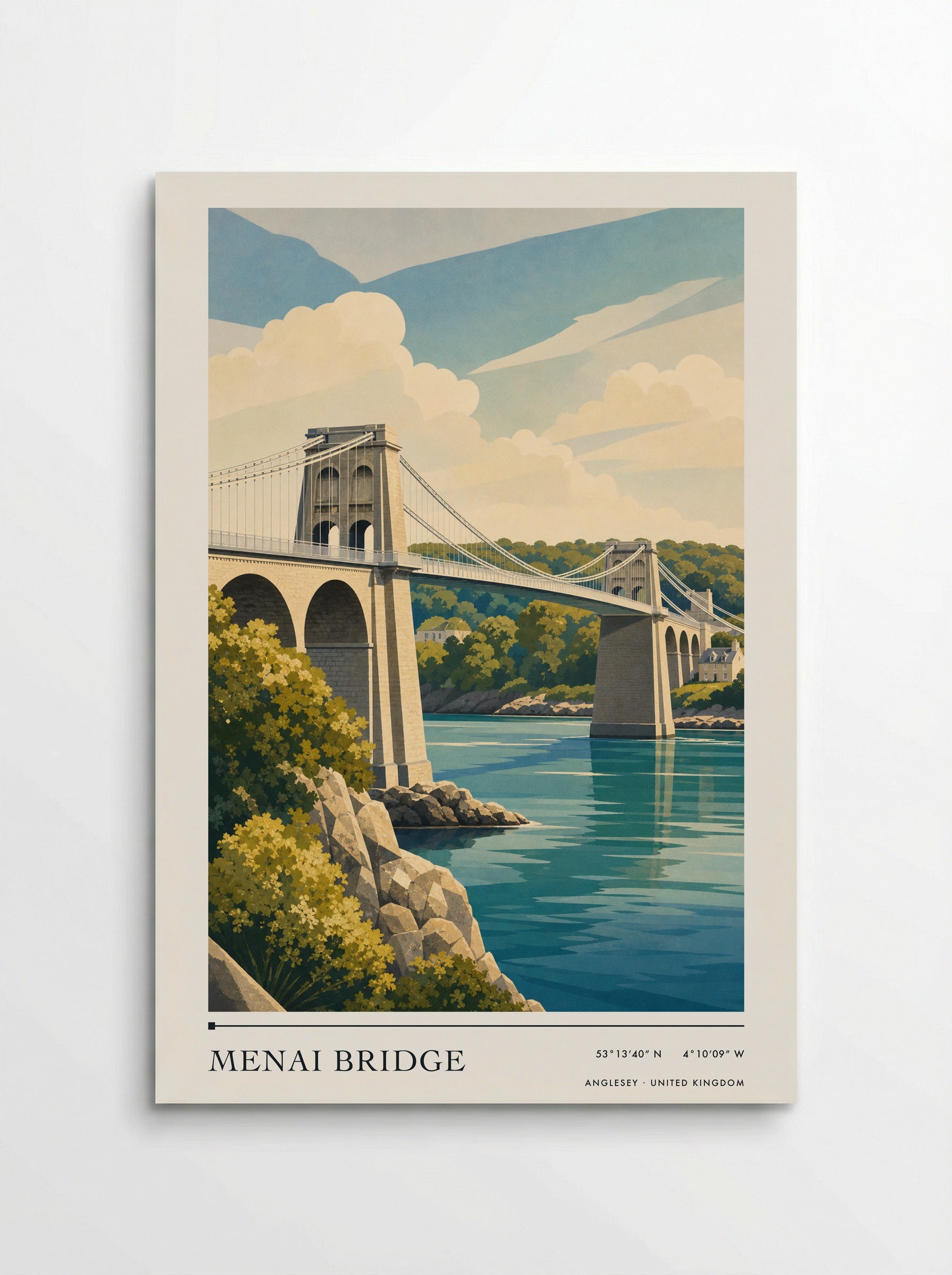 Menai Bridge Anglesey United Kingdom Travel Poster - Poster