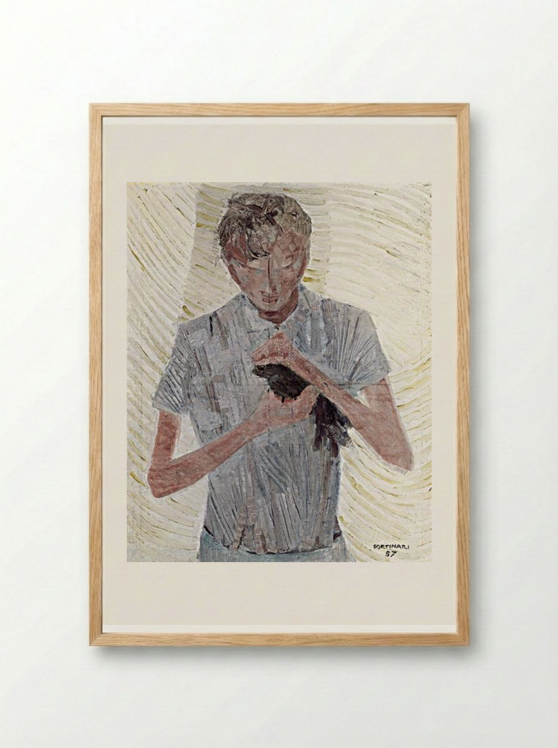 Menino com Pássaro - Candido Portinari - Framed Print Wood