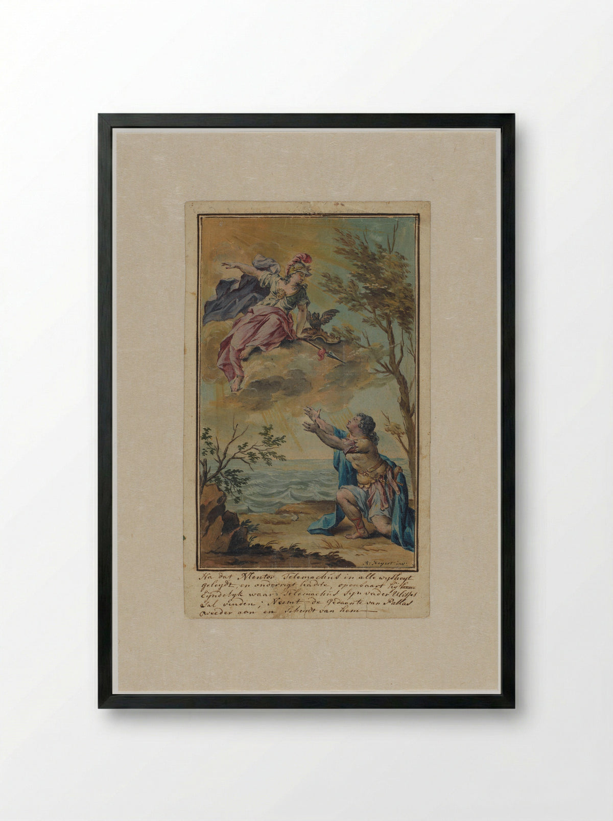 Mentor Bidding Farewell to Telemachus - Rienk Keyert - Framed Print Black