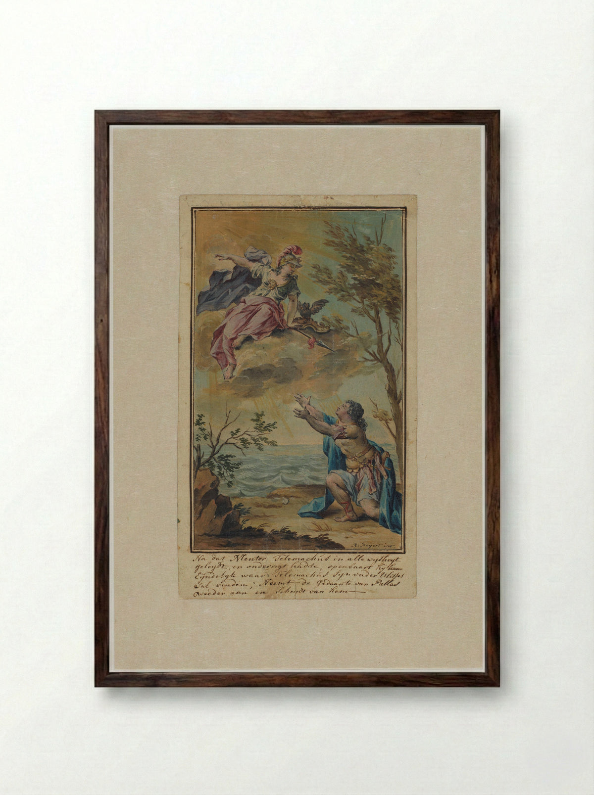 Mentor Bidding Farewell to Telemachus - Rienk Keyert - Framed Print Dark Wood