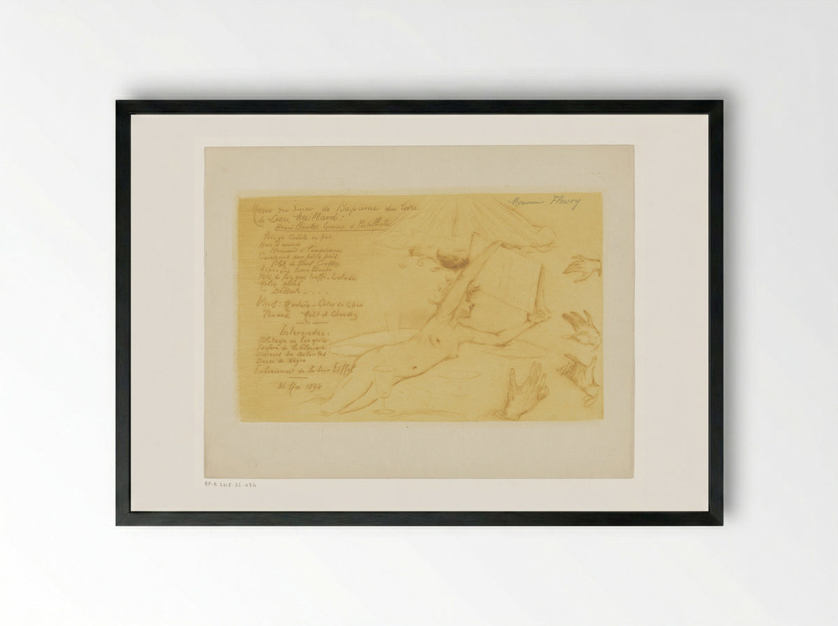 Menu for the Dinner Celebrating the Publication of 'Henri Boutet graveur et pastelliste' - Henri Boutet - Framed Print Black