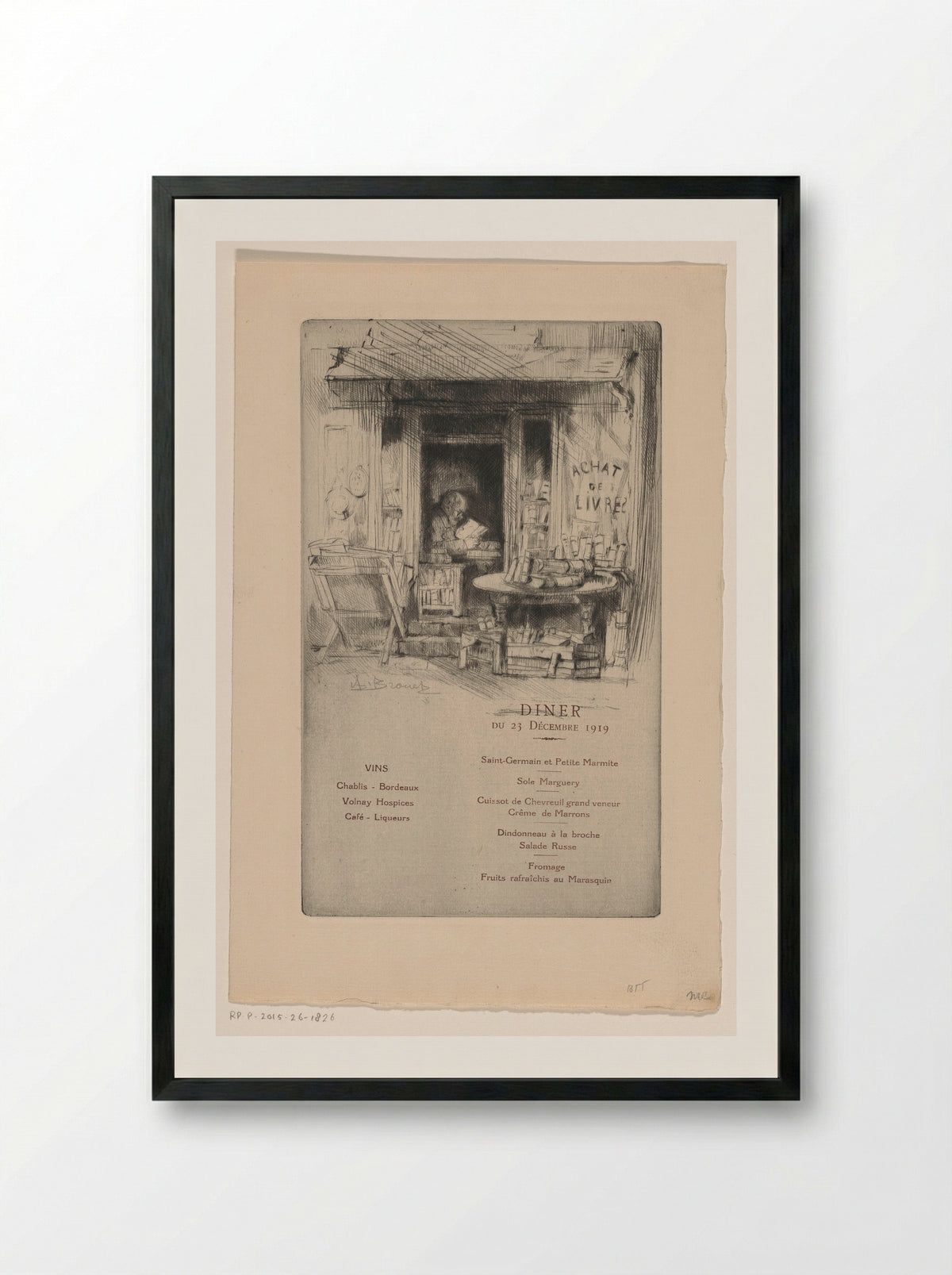Menukaart voor Les Cent bibliophiles - Eugène Delâtre - Framed Print Black