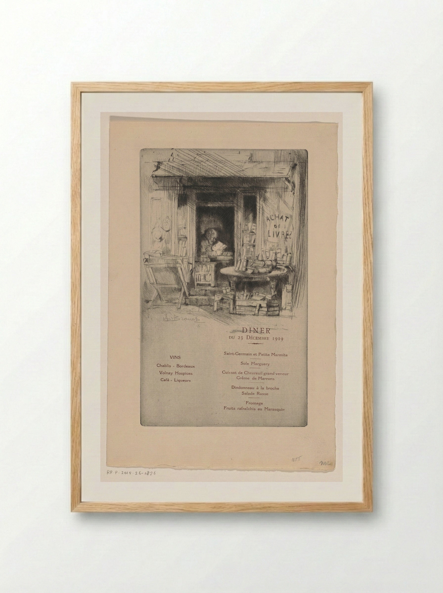 Menukaart voor Les Cent bibliophiles - Eugène Delâtre - Framed Print Wood
