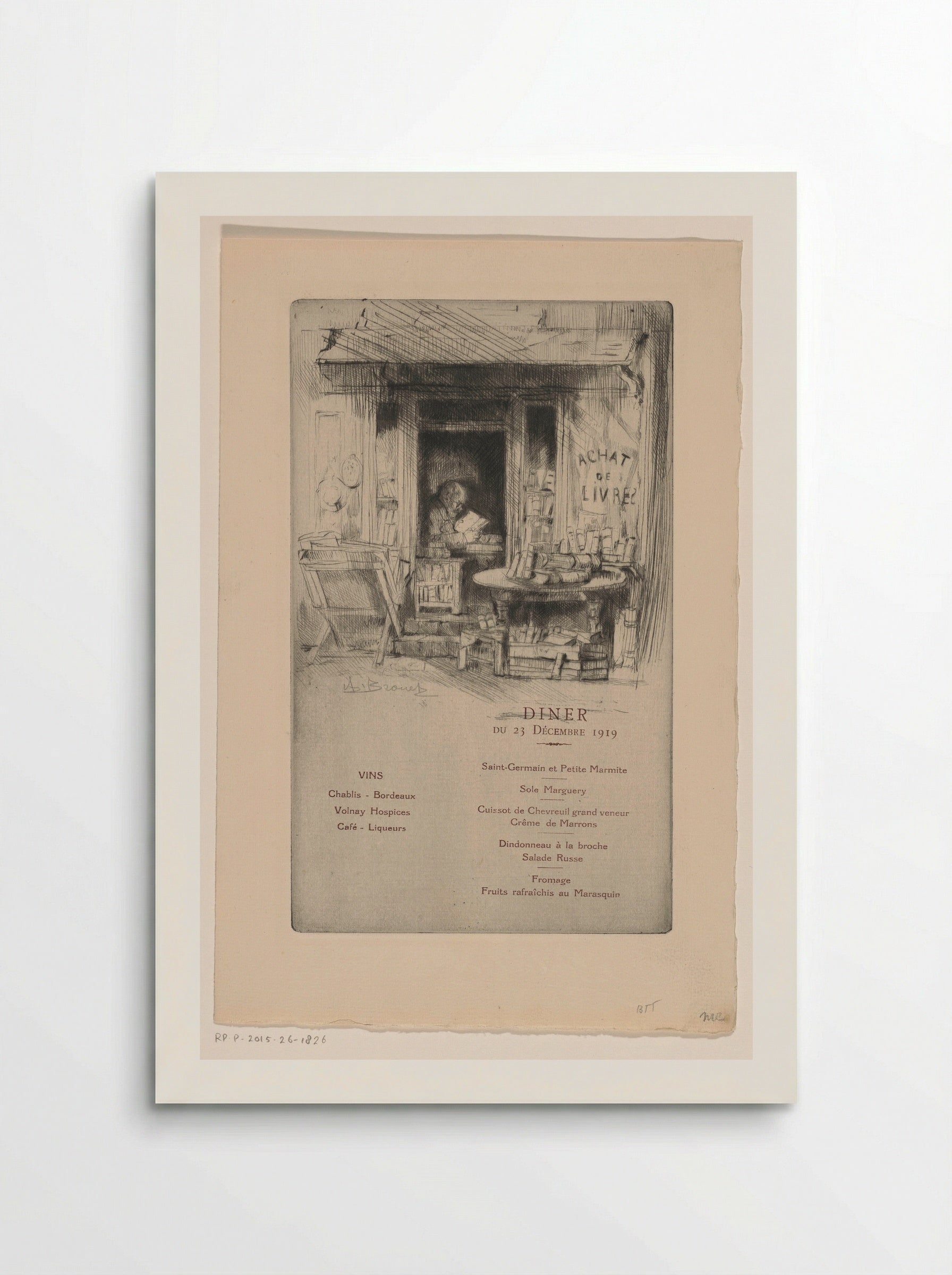 Menukaart voor Les Cent bibliophiles - Eugène Delâtre - Poster