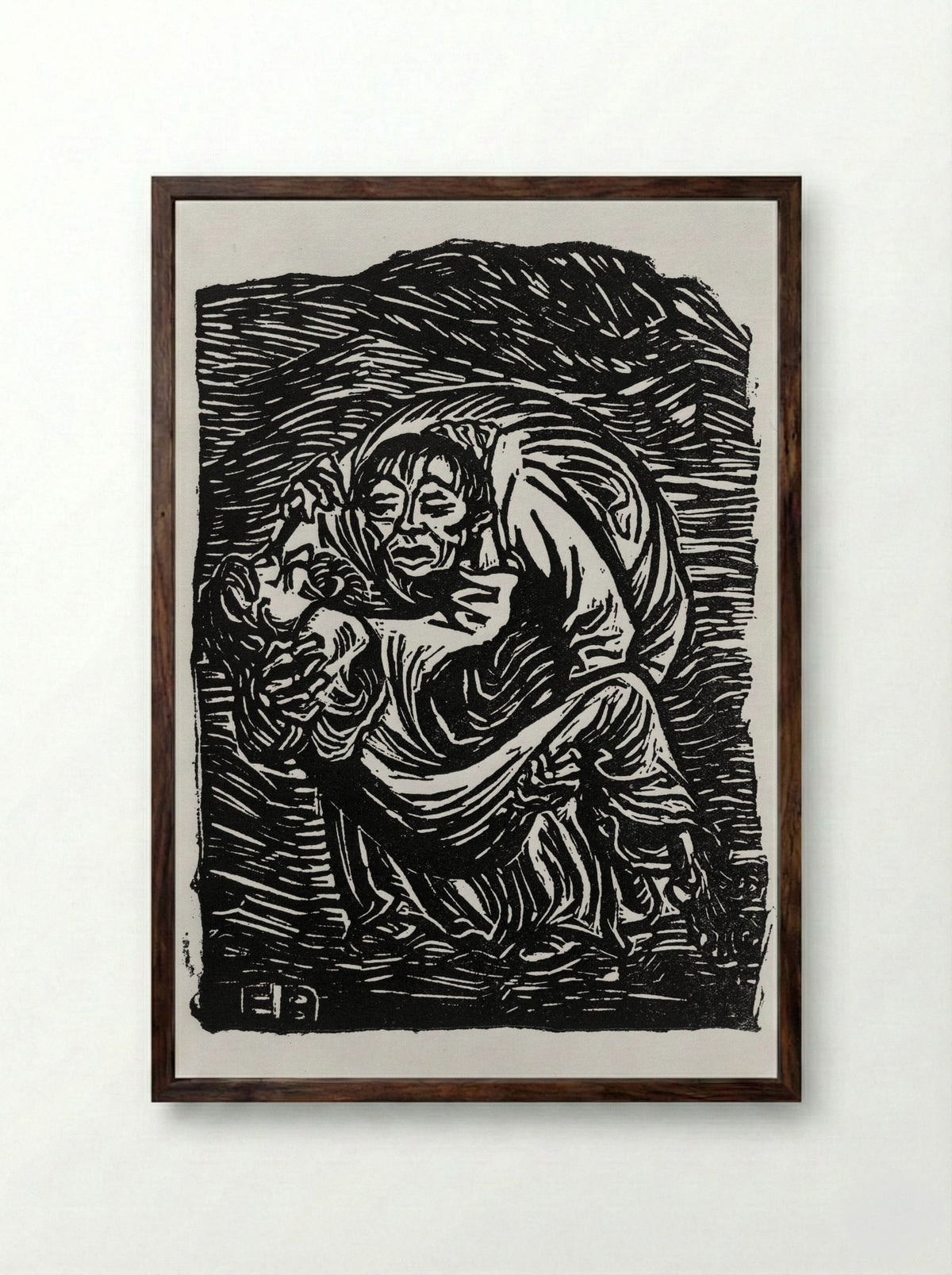 Merciful Samaritan - Ernst Barlach - Framed Print Dark Wood