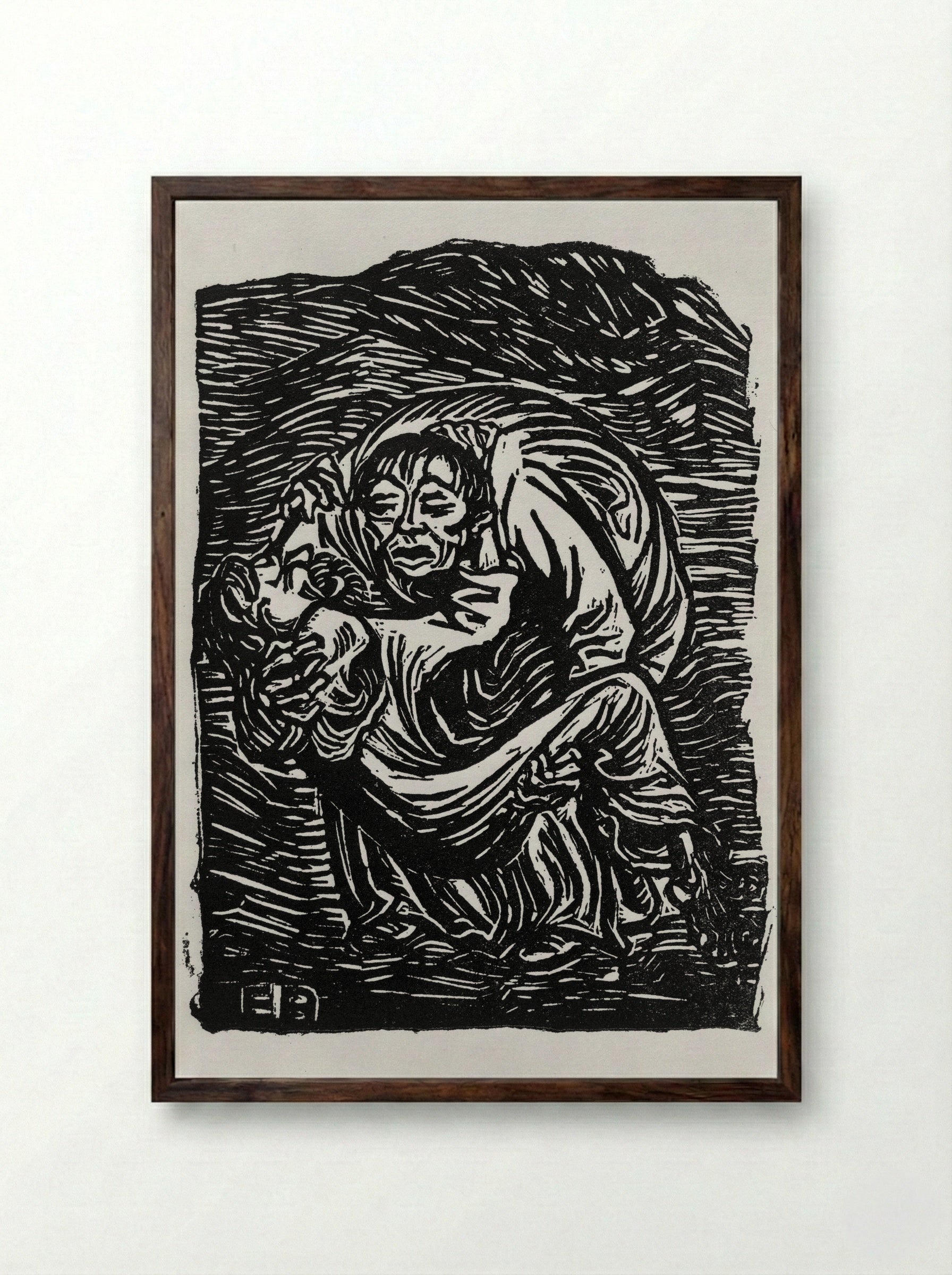 Merciful Samaritan - Ernst Barlach - Framed Print Dark Wood