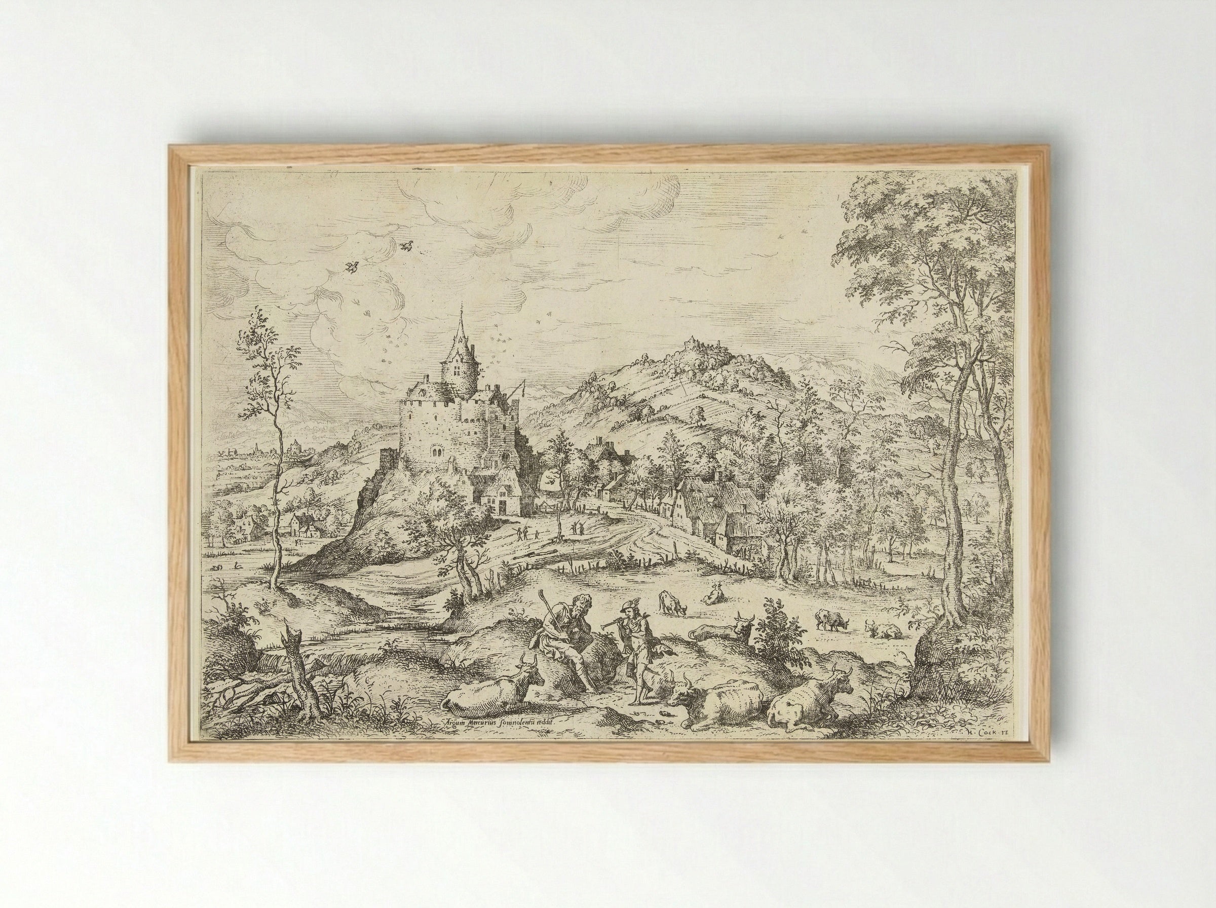Mercurius en Argus - Hieronymus Cock - Framed Print Wood