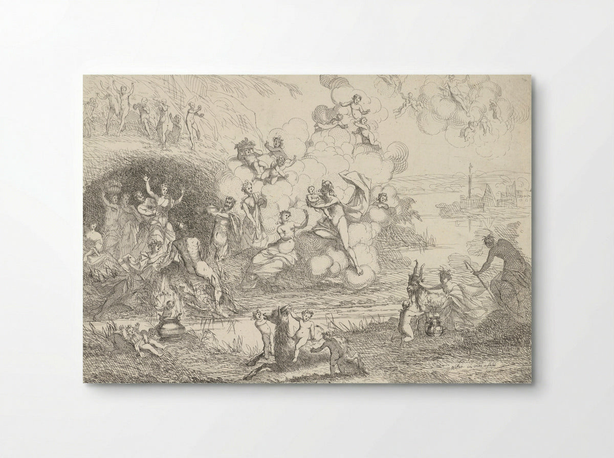 Mercurius geeft Bacchus aan de nimfen - Gerard Melder - Poster