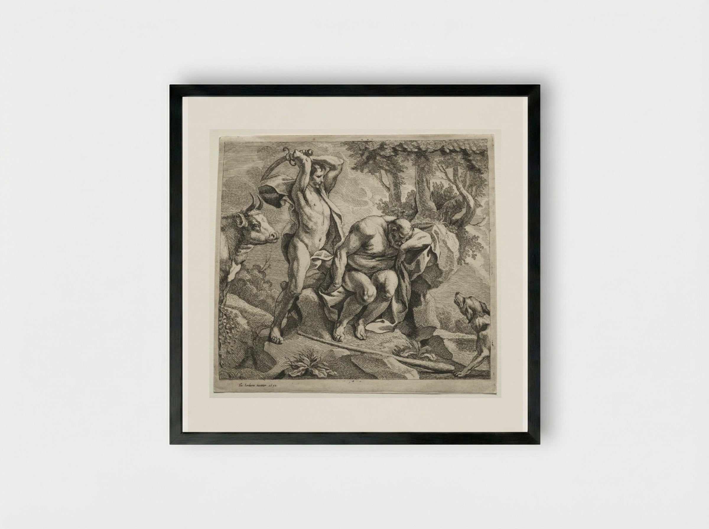 Mercury Killing Argus - Jacob Jordaens - Framed Print Black
