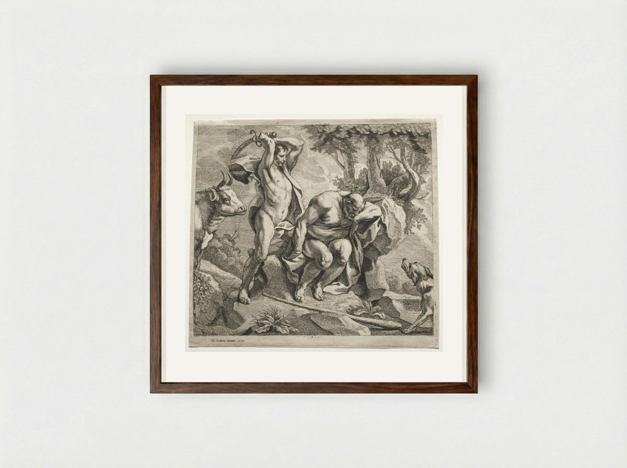 Mercury Killing Argus - Jacob Jordaens - Framed Print Dark Wood