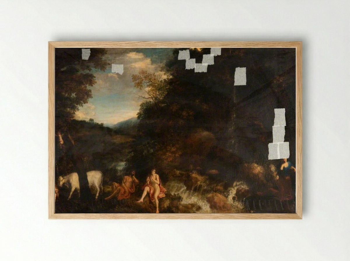 Mercury and Argus in a Landscape - Dirck van der Lisse - Framed Print Wood