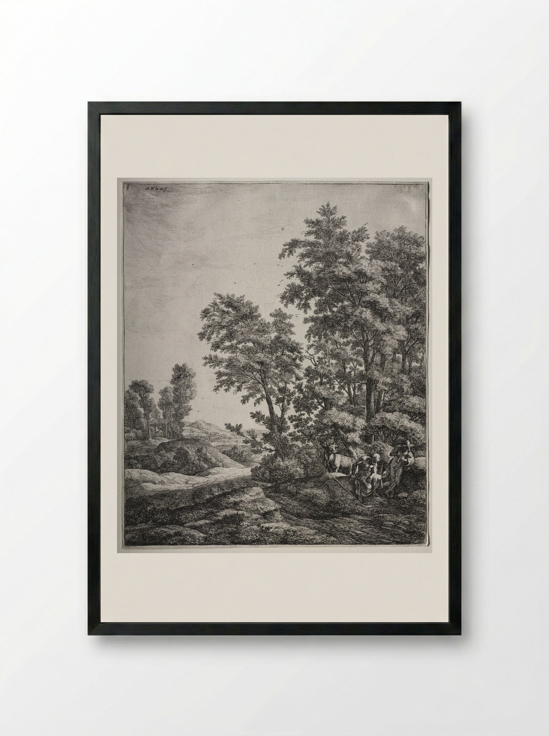 Mercury and Argus - Anthonie Waterloo - Framed Print Black