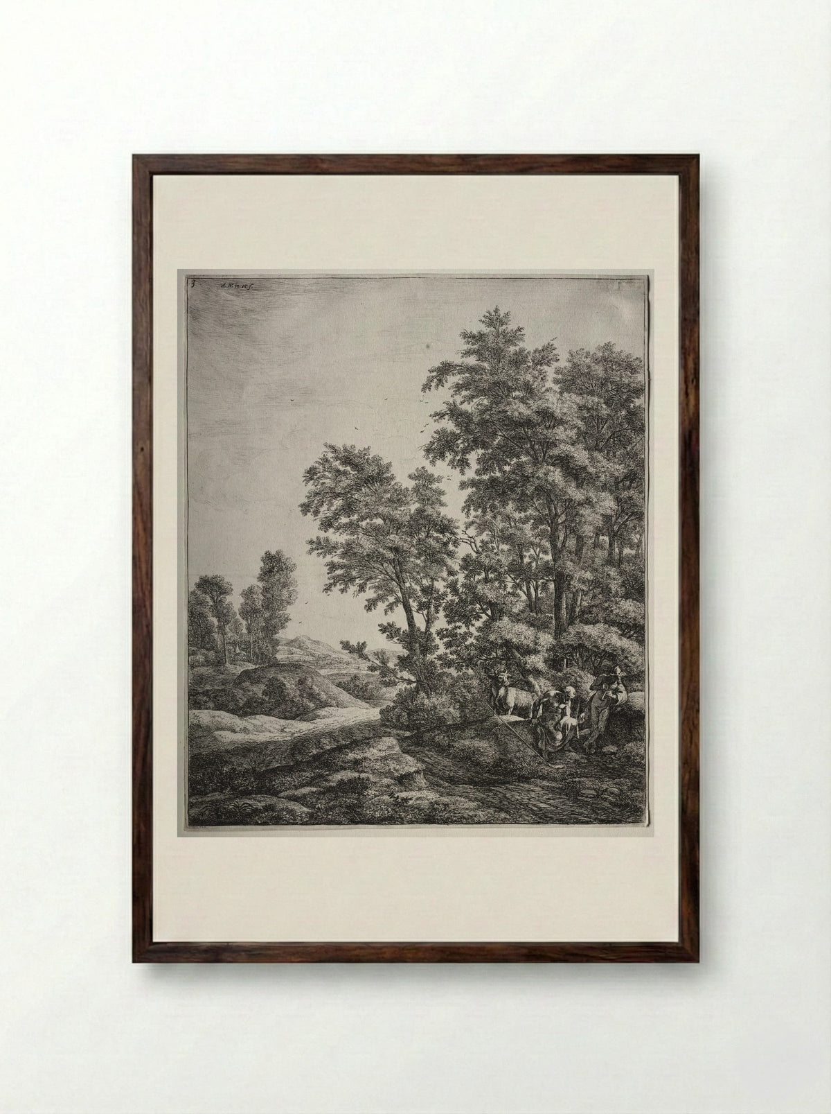 Mercury and Argus - Anthonie Waterloo - Framed Print Dark Wood