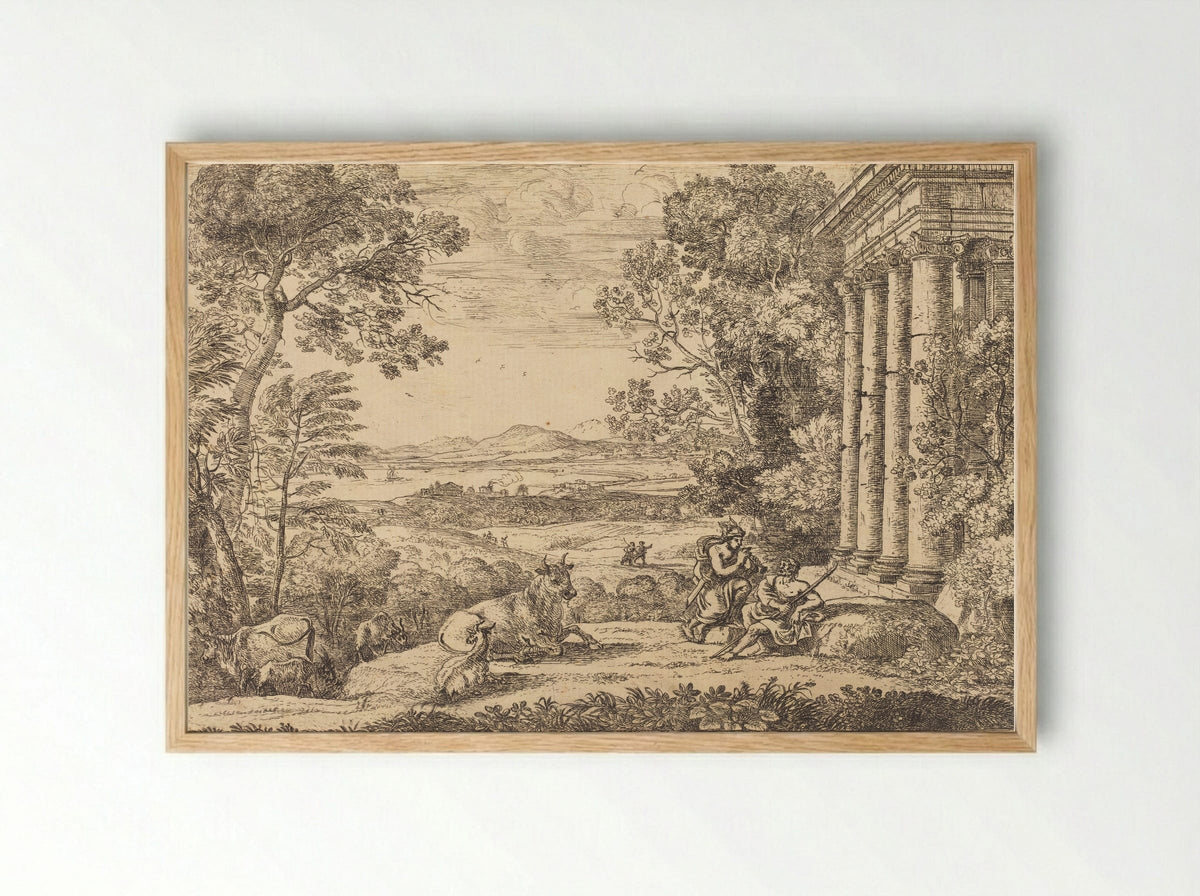 Mercury and Argus - Claude Lorrain - Framed Print Wood