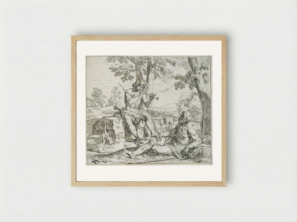 Mercury and Argus - Simone Cantarini - Framed Print Wood