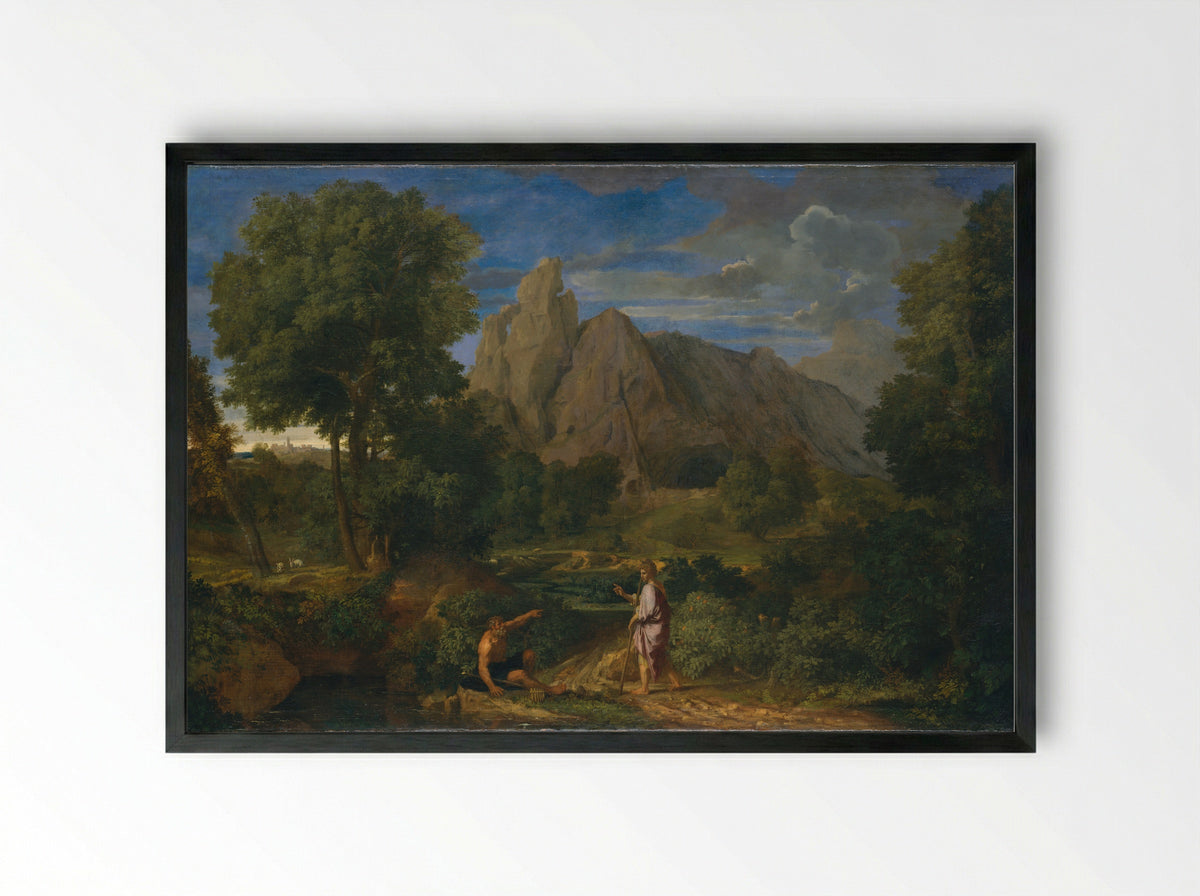 Mercury and Battus - Francisque Millet - Framed Print Black