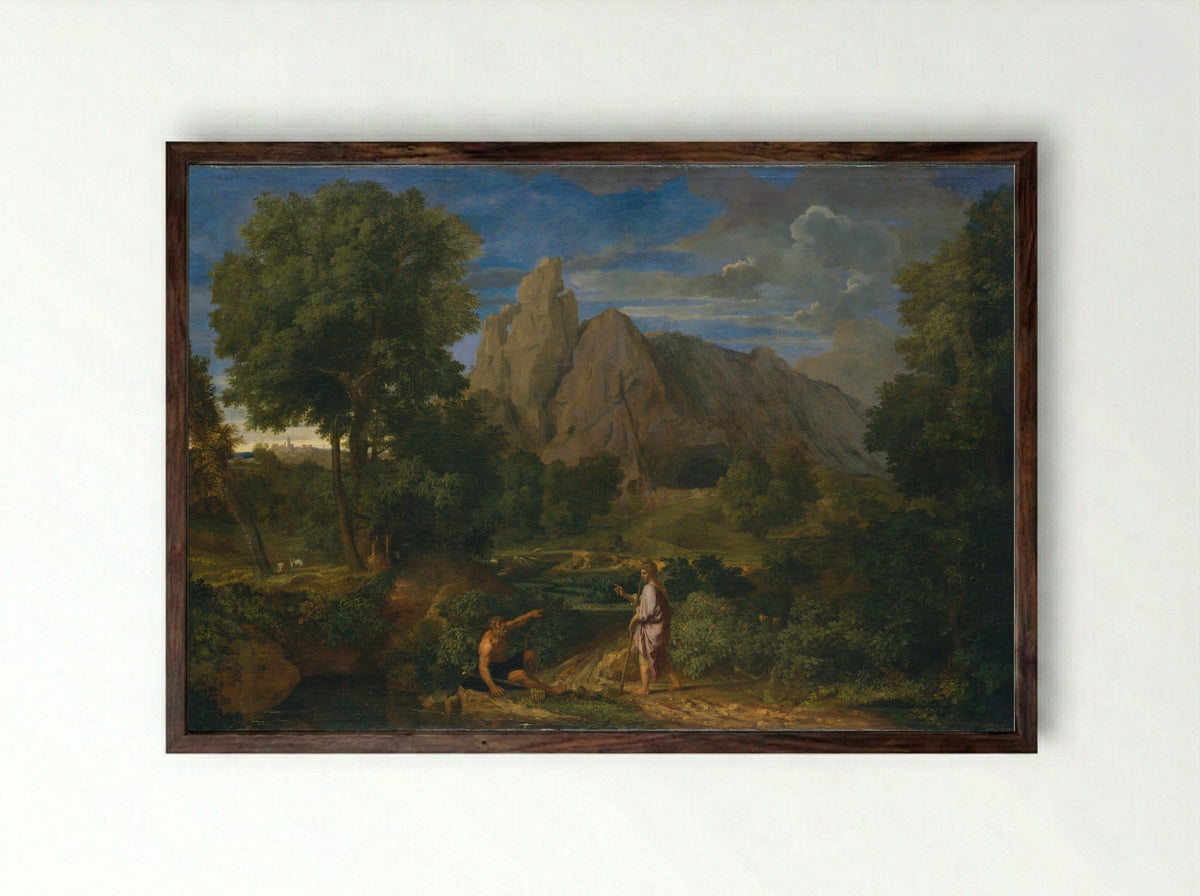 Mercury and Battus - Francisque Millet - Framed Print Dark Wood