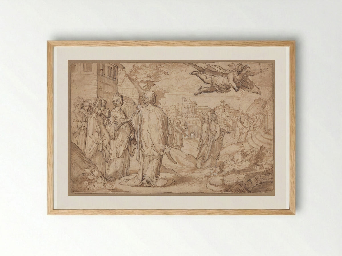 Mercury and Herse - Jacob Matham - Framed Print Wood