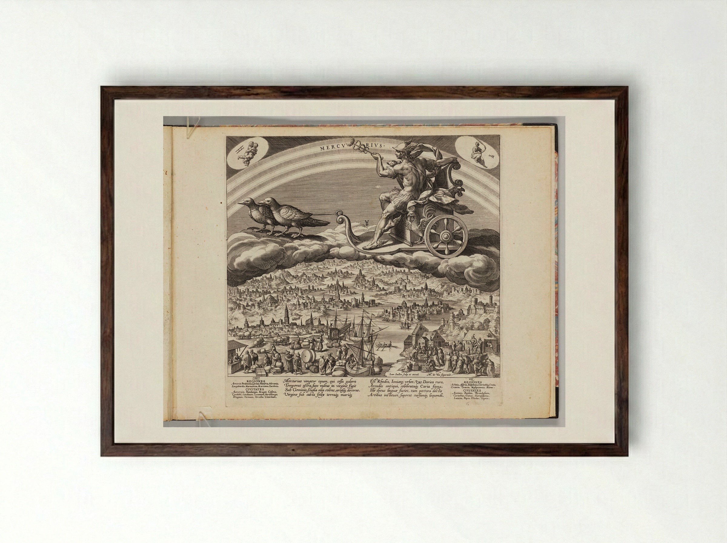 Mercury - Johann Sadeler I - Framed Print Dark Wood