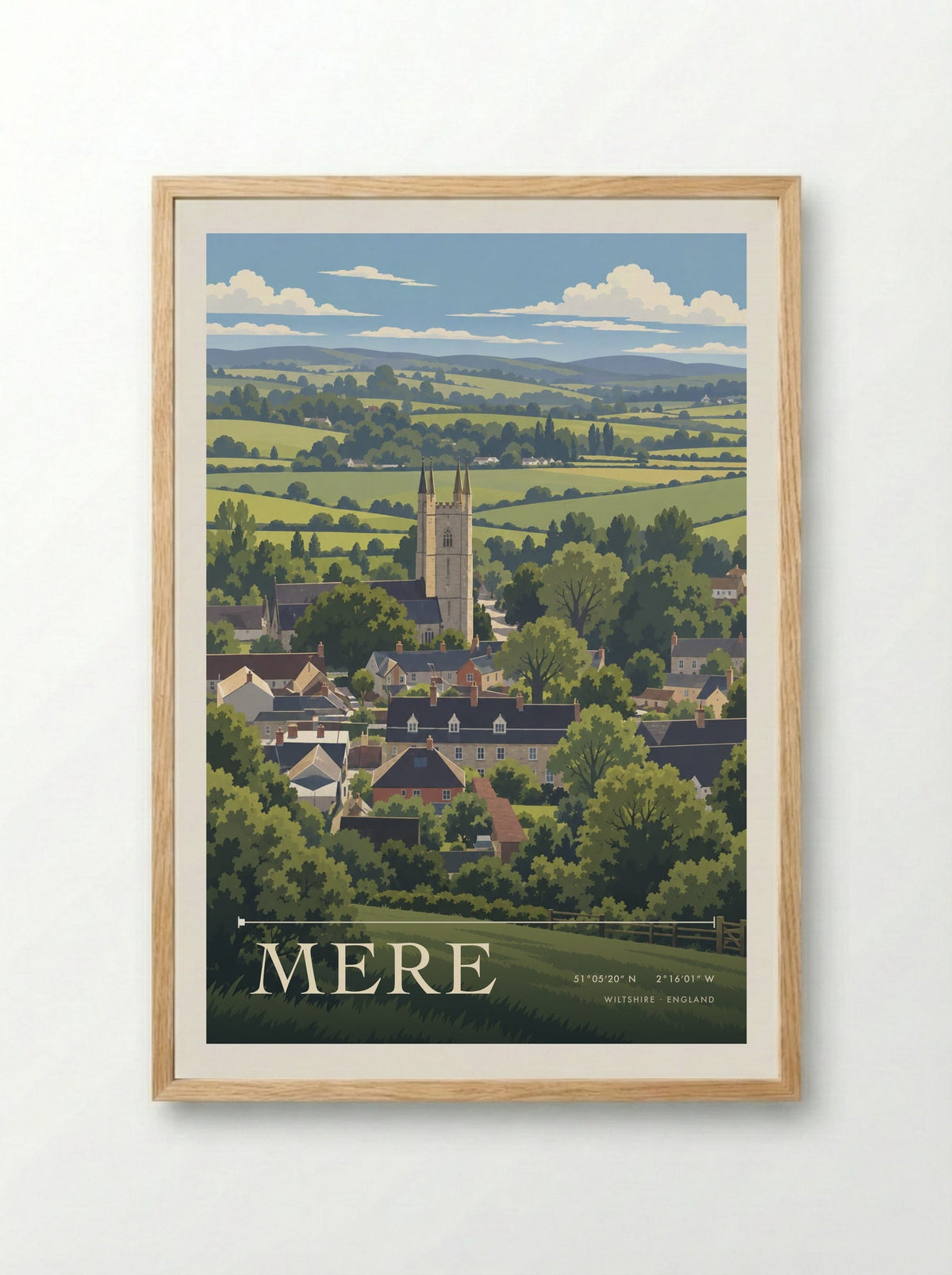 Mere, Wiltshire | Travel Poster - Framed Print Wood