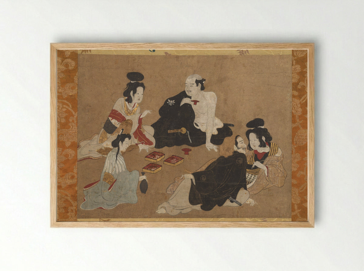 Merrymaking in a Brothel - Fine Art Print - Framed Print Wood