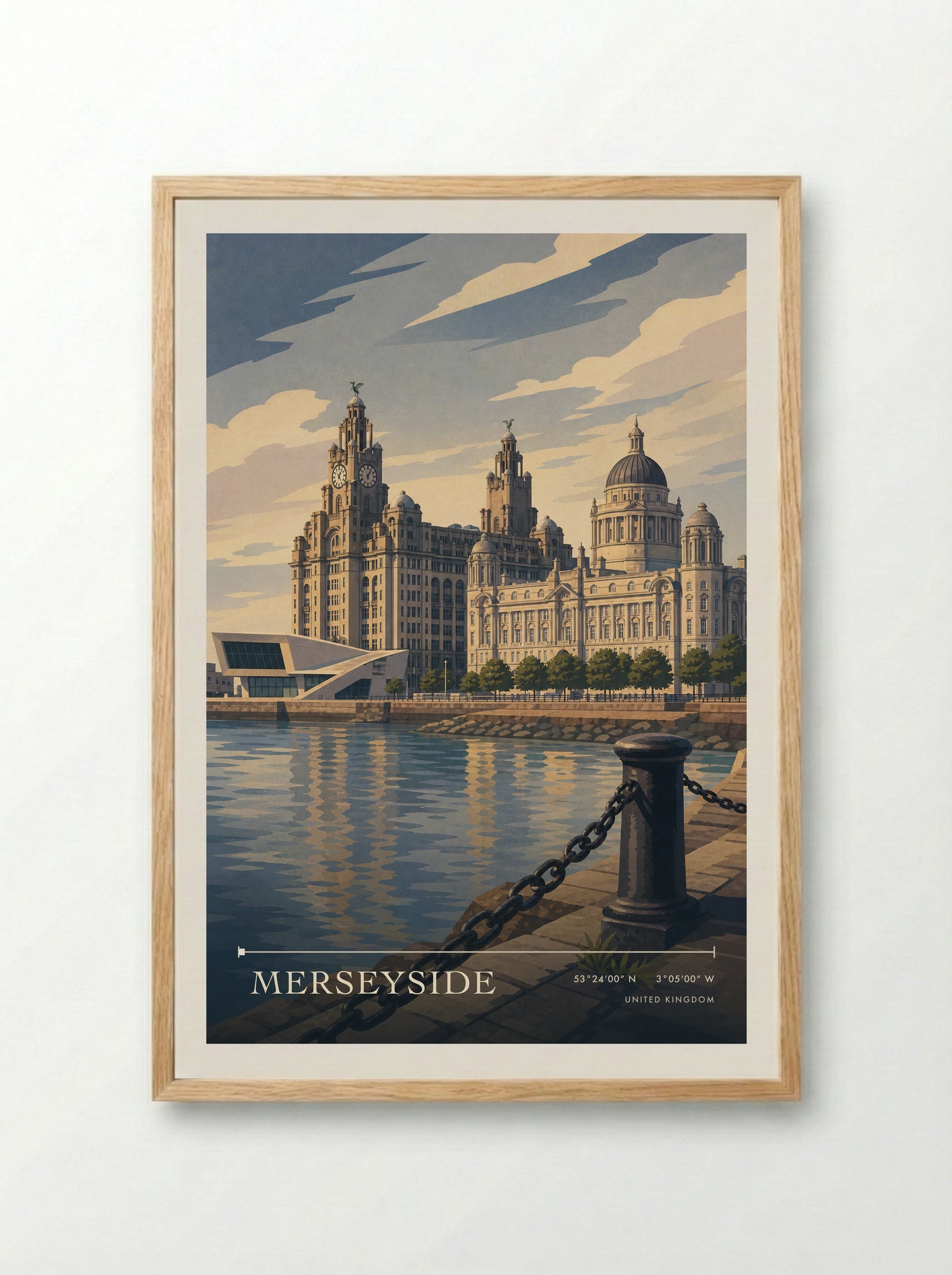 Merseyside United Kingdom Travel Poster - Framed Print Wood