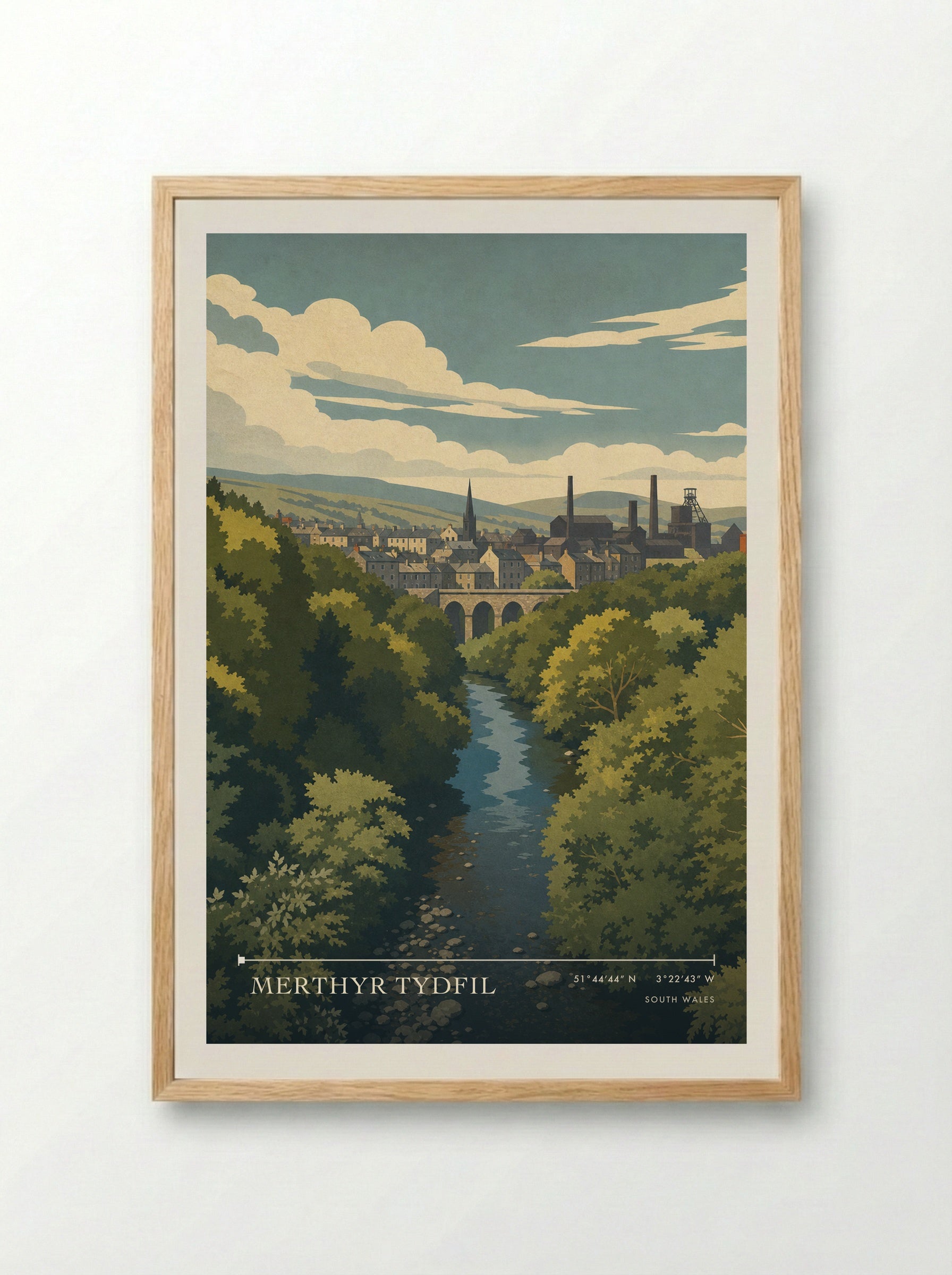 Merthyr Tydfil South Wales Wales Travel Poster - Framed Print Wood