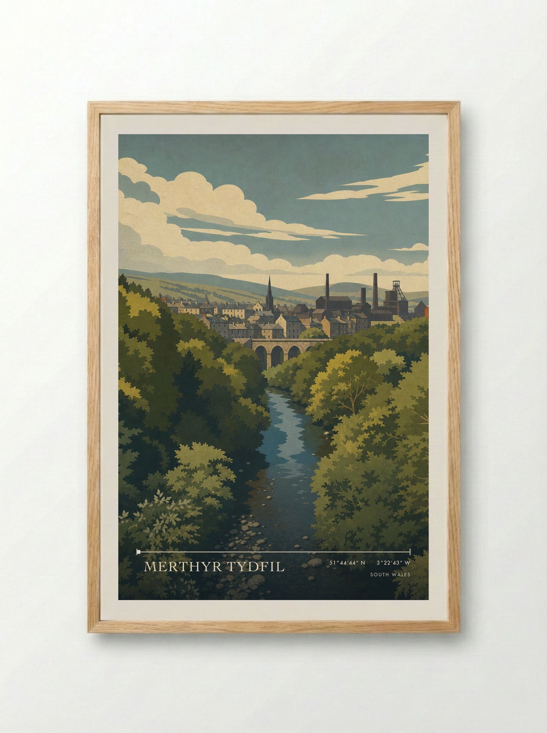 Merthyr Tydfil South Wales Wales Travel Poster - Framed Print Wood