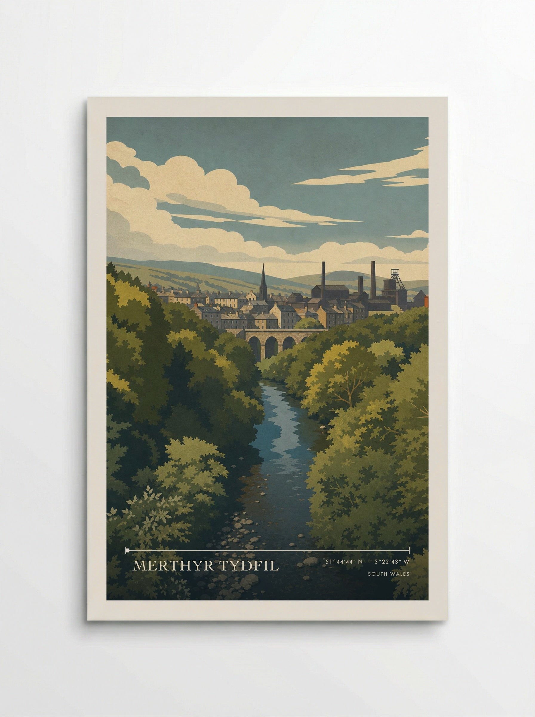 Merthyr Tydfil South Wales Wales Travel Poster - Poster