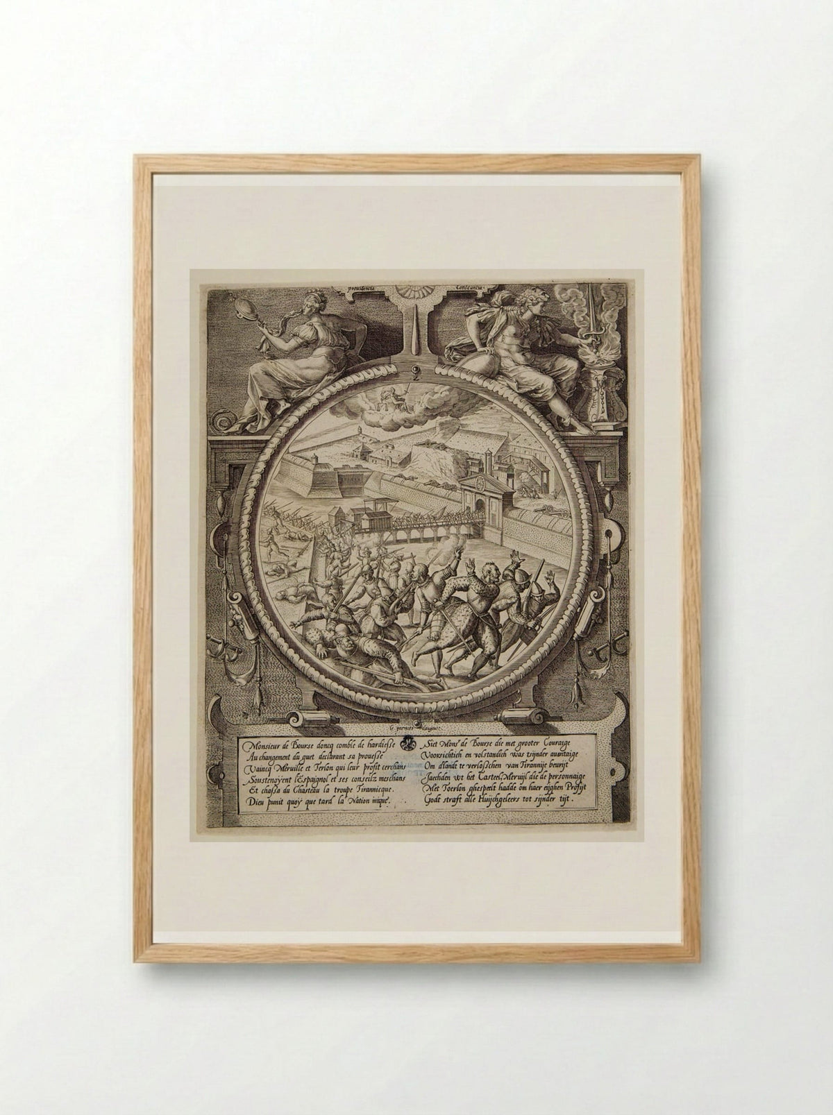 Merville and the Very Long Paths of the Citadel - Johannes Wierix - Framed Print Wood