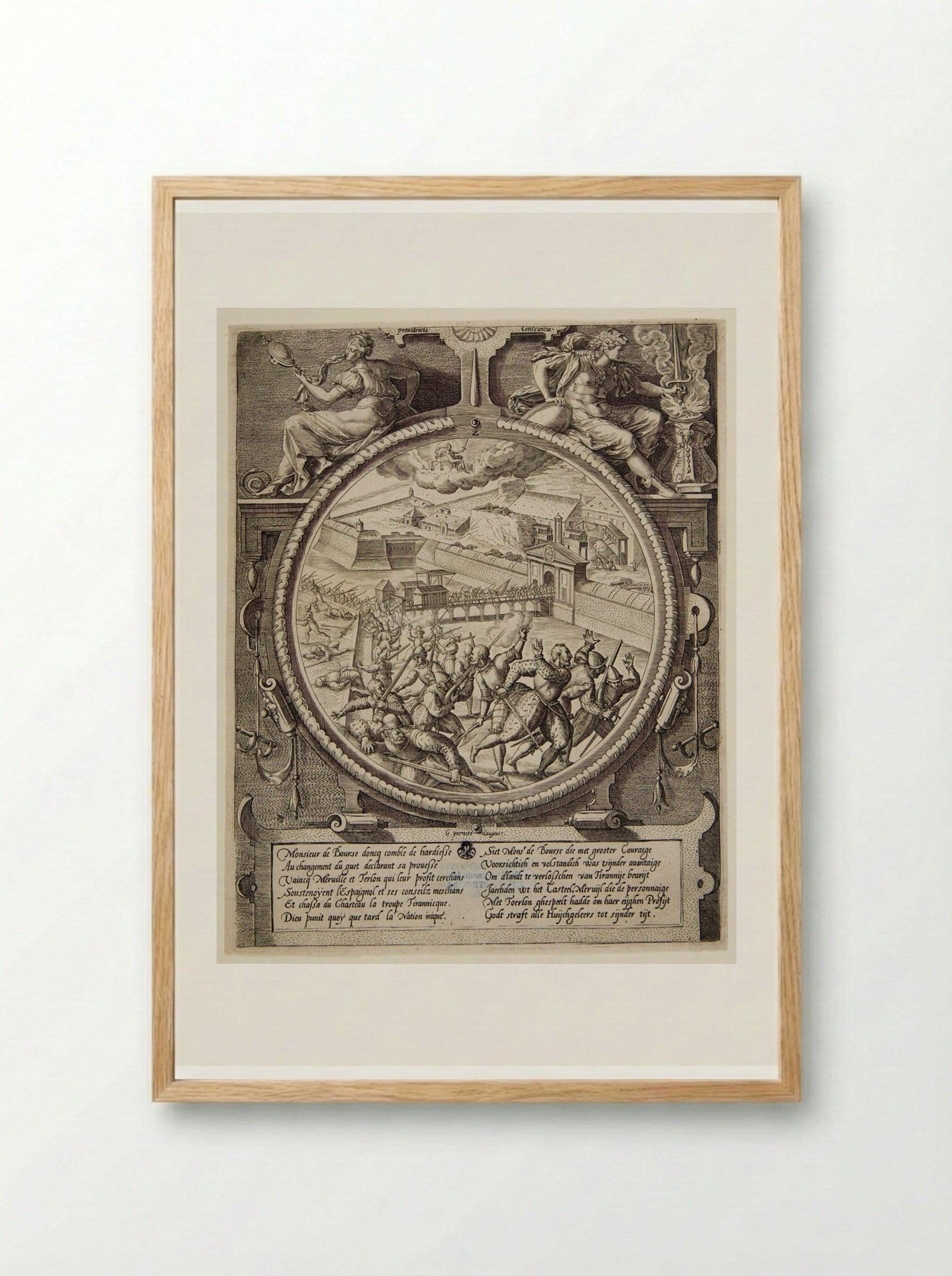 Merville and the Very Long Paths of the Citadel - Johannes Wierix - Framed Print Wood
