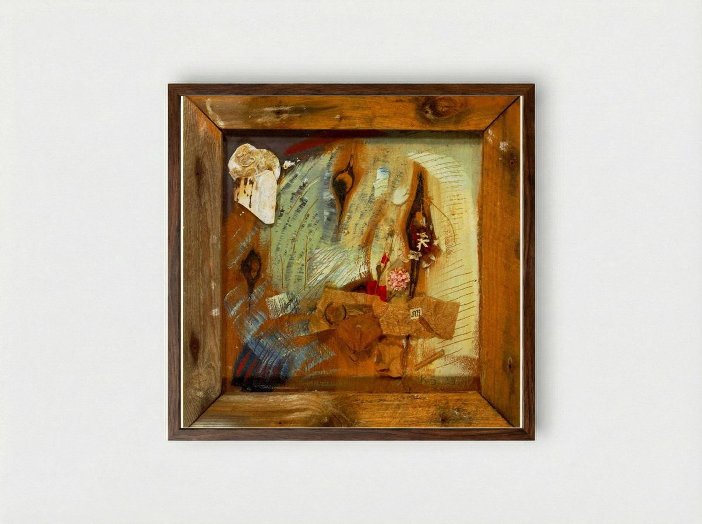 Merzbild Alf - Kurt Schwitters - Framed Print Dark Wood
