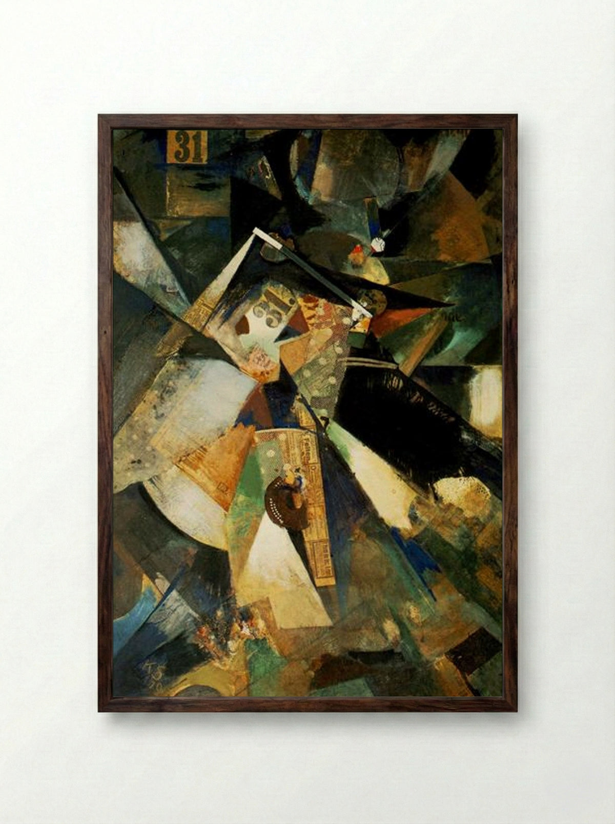 Merzpicture Thirty-One - Kurt Schwitters - Framed Print Dark Wood